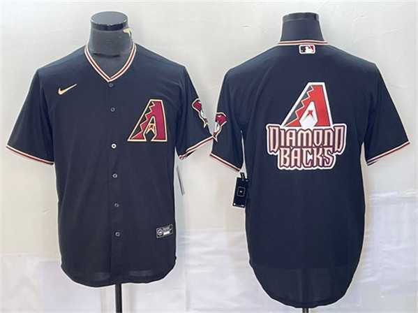 Mens Arizona Diamondbacks Black Team Big Logo Cool Base Stitched Baseball Jerseys